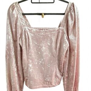Anthropologie Jessima blush pink Velvet Top Size M